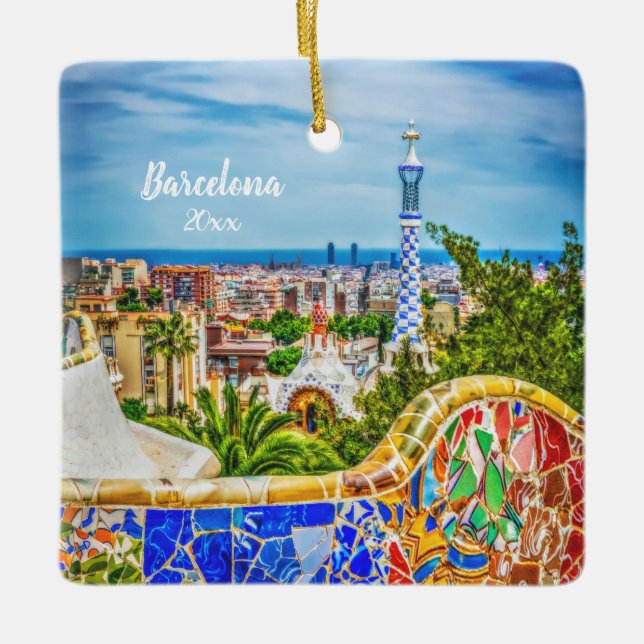 Egna foto Barcelona 2-sidan - unik modern konst Julgransprydnad Keramik (Framsida)