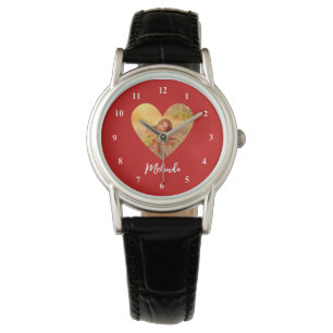 Egna foto Red Heart Ram Modern Calligraphy Armbandsur