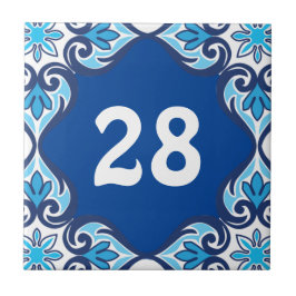 Egna husnummer, blått och vitt Azulejos Kakelplatta