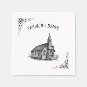 Egna namn Rustic Church Bröllop Napkins Pappersservett
