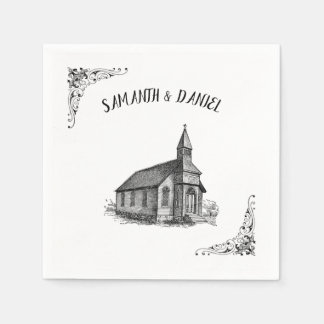 Egna namn Rustic Church Bröllop Napkins Pappersservett
