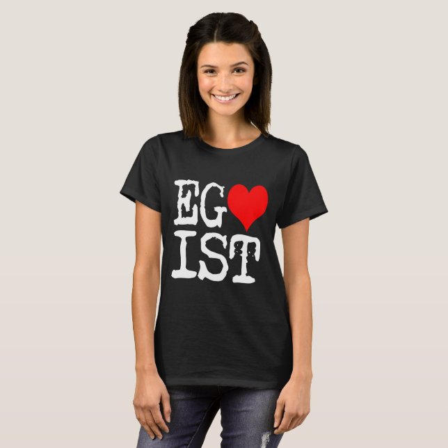 Egoist Rött Hjärta Svart T Shirt (Hel framsida)
