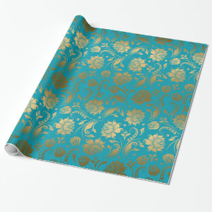 EGold & Turcos Blue-Blommönster Presentpapper
