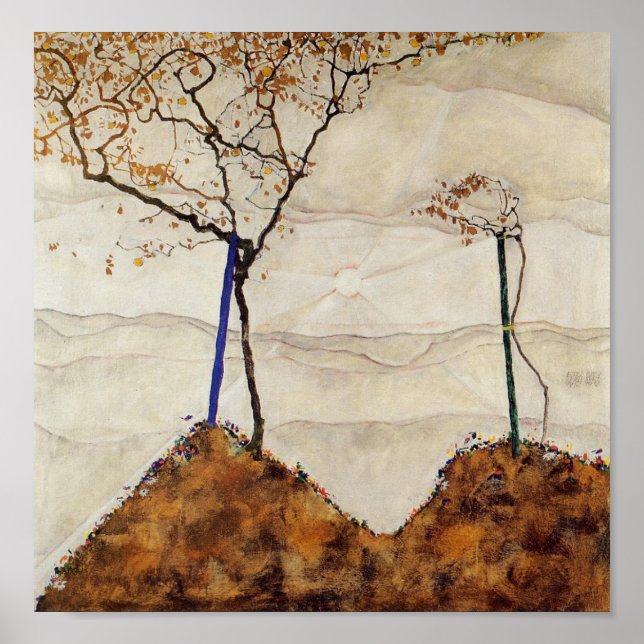 Egon Schiele Autumn Sol Fall Träd Nature Träd Poster (Framsidan)