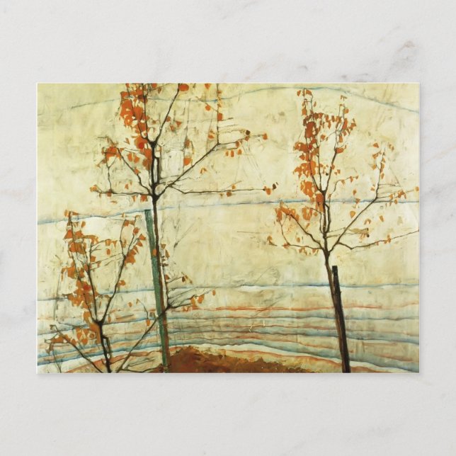 Egon Schiele-Autumn Träd Vykort (Framsida)