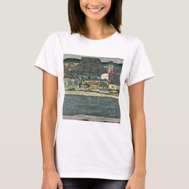 Egon Schiele casas junto al rio ciudad vieja. T Shirt (Framsida)