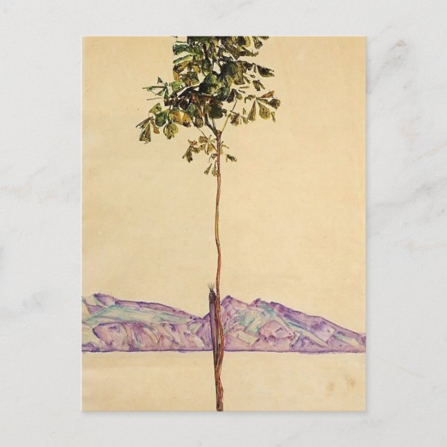 Egon Schiele-Chestnut Träd vid Sjö Constance Vykort (Framsida)