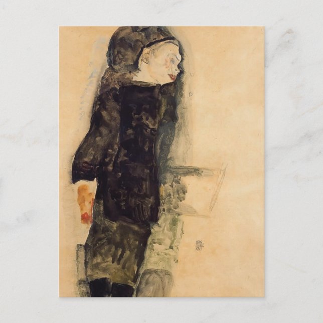 Egon Schiele- Child in Black Vykort (Framsida)