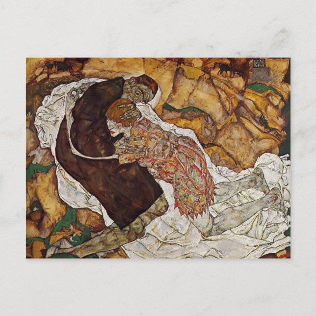 Egon Schiele-Death och Maiden Vykort (Framsida)