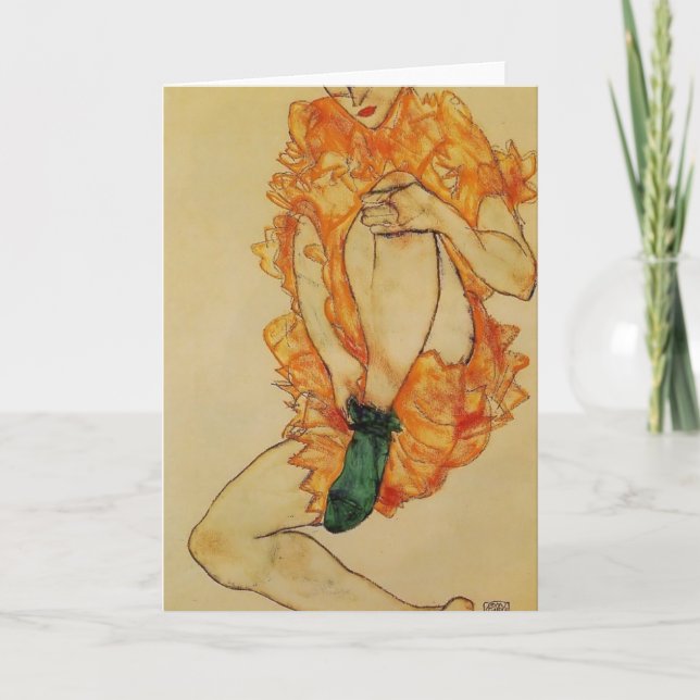 Egon Schiele- den gröna strumpan Kort (Framsida)
