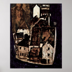 Egon Schiele - död stad på blåttfloden Poster