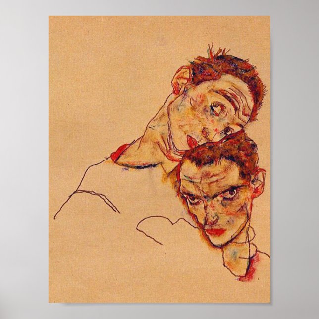 Egon Schiele - Dubbla Självporträtt Poster (Framsidan)