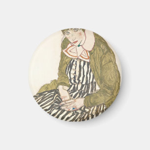 Egon Schiele Edith med strimlad press Magnet