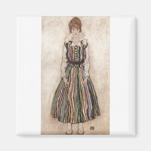 Egon Schiele - Edith Schiele i den randiga Magnet