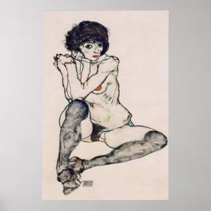 Egon Schiele expressionism tryck sittande