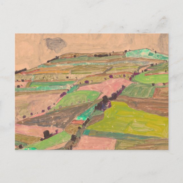 Egon Schiele - Fält Landscape Vykort (Framsida)