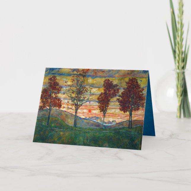 Egon Schiele Four Träd Träd naturpark Kort (Framsida)