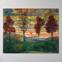 Egon Schiele Four Träd Träd naturreservat Fall Poster