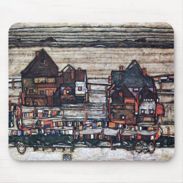 Egon Schiele , "Houses with Tvätt" Musmatta (Framsidan)