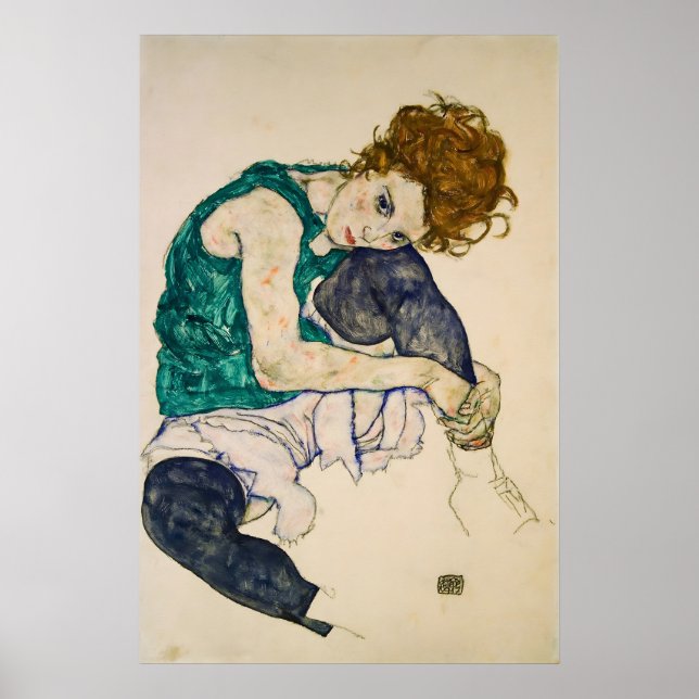 Egon Schiele Kvinna Målning Expressionist Porträtt Poster (Framsidan)