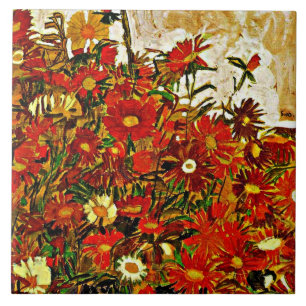 Egon Schiele-målning, Fält of Flowers Kakelplatta