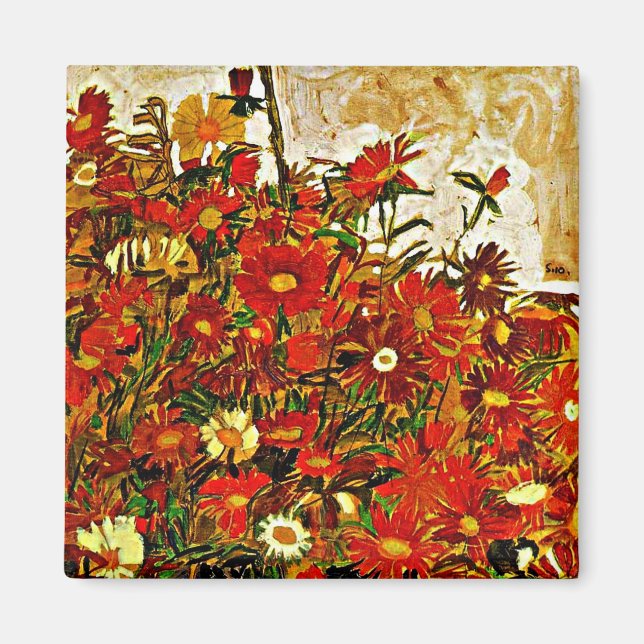 Egon Schiele-målning, Fält of Flowers Magnet (Framsidan)