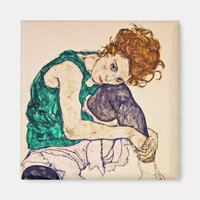 Egon Schiele - Möteskvinna med Ben upprättad Magnet (Framsidan)