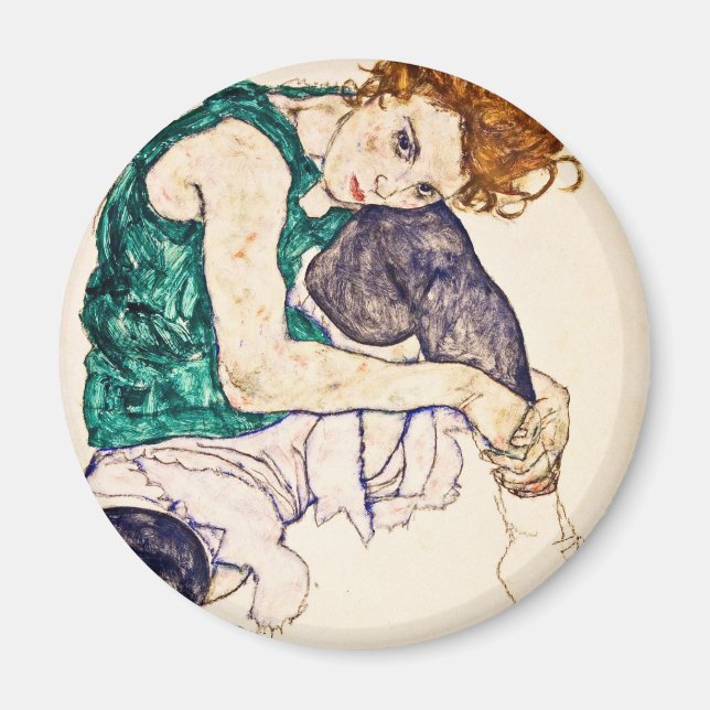 Egon Schiele - Möteskvinna med Ben upprättad Magnet (Framsidan)
