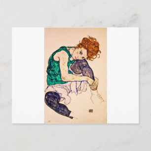 Egon Schiele - Möteskvinna med Ben upprättad Vykort