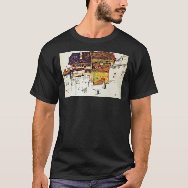 Egon Schiele - Old houses in Krumau 1914 Classic T T Shirt (Framsida)