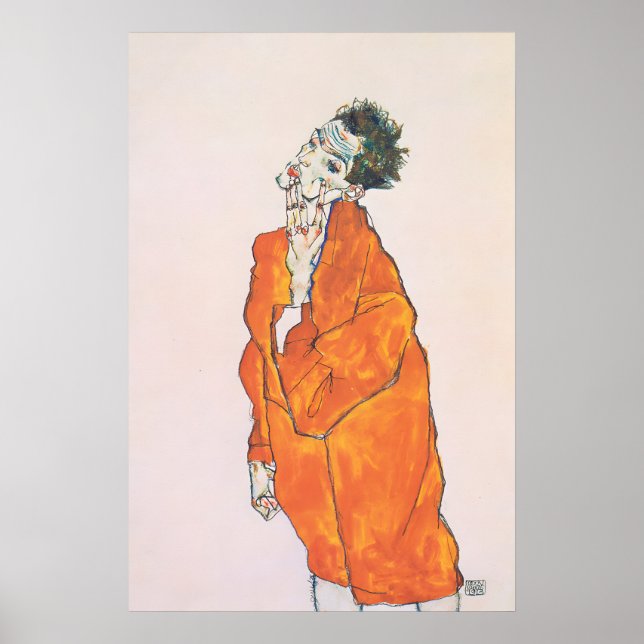 Egon Schiele 'Orange Jacket' Print Expressionism Poster (Framsidan)