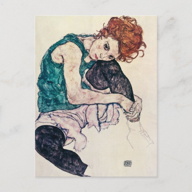 Egon Schiele placerad kvinnavykort Vykort (Framsida)