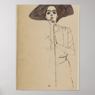 Egon Schiele - porträtt av en kvinna Poster