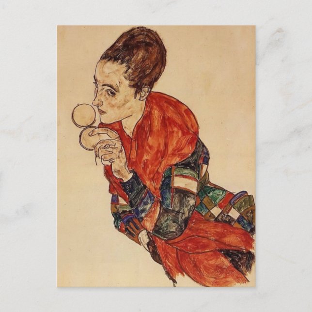Egon Schiele-Porträtt i Actress Marga Boerner Vykort (Framsida)
