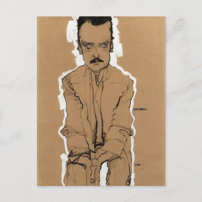Egon Schiele- Porträtt i Eduard Kosmack Vykort (Framsida)