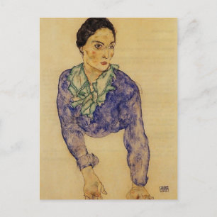 Egon Schiele- Porträtt i en kvinna med Scarf Vykort