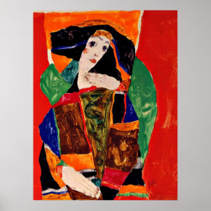 Egon Schiele - Porträtt i en kvinna Poster