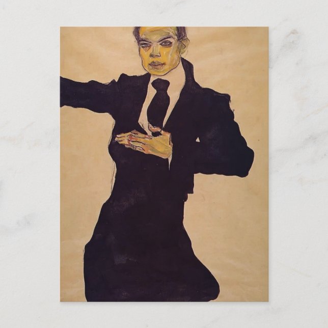 Egon Schiele- Porträtt i Painter Max Oppenheimer Vykort (Framsida)