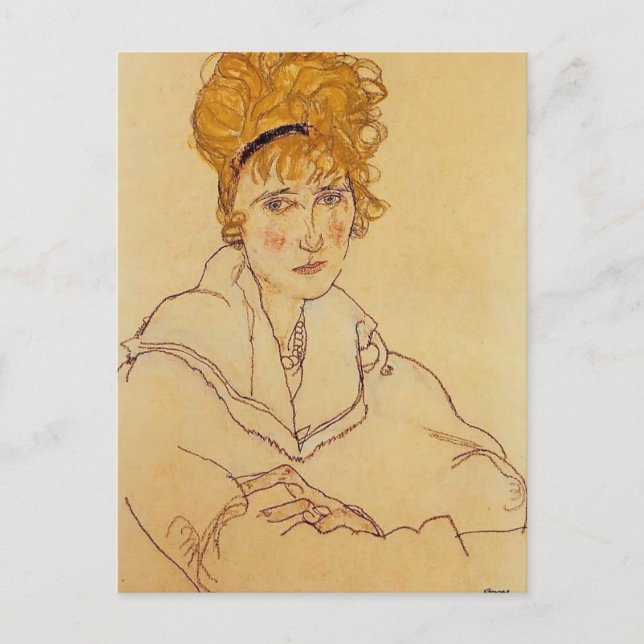 Egon Schiele-Porträtt vid Edith Schiele Vykort (Framsida)