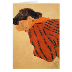Egon Schiele- Reclining kvinna med den röda bluse Hälsningskort