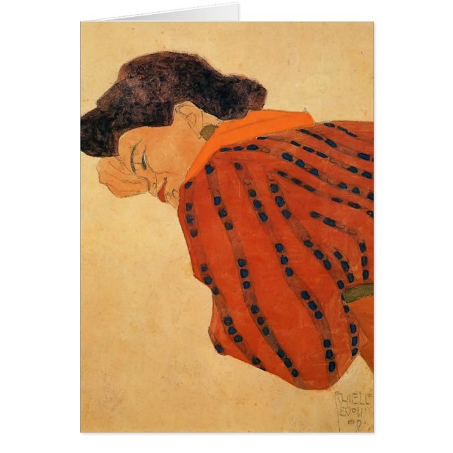 Egon Schiele- Reclining kvinna med den röda blusen Hälsningskort (Framsidan)