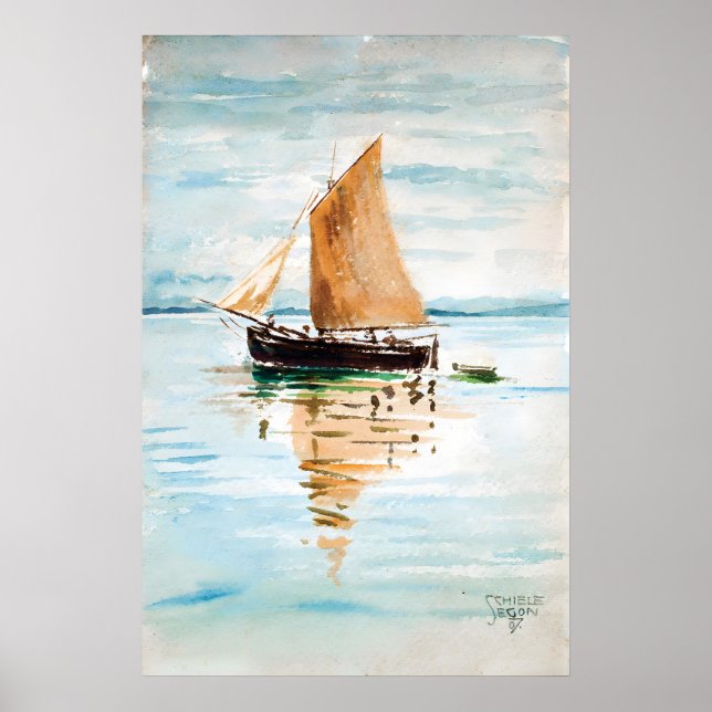Egon Schiele Sailing Boat Print Expressionist Poster (Framsidan)