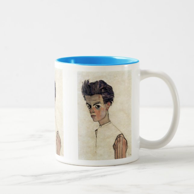 Egon Schiele , Self portrait, 1910 Två-Tonad Mugg (Höger)