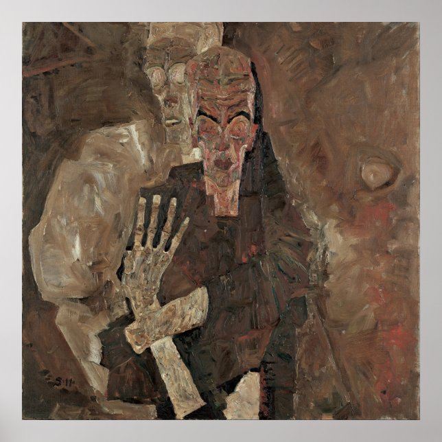 Egon Schiele Self-Seer II (Död och man) Poster (Framsidan)