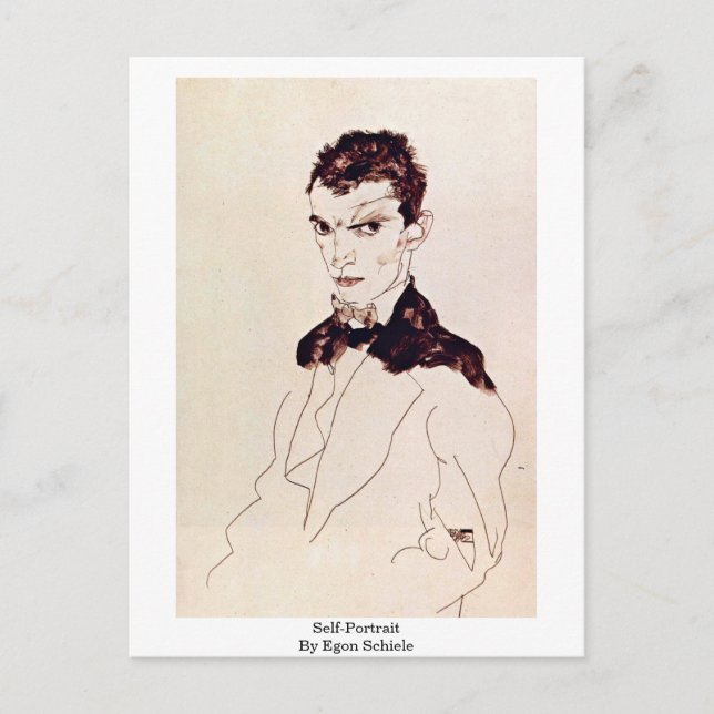 Egon Schiele själv-Porträtt Vykort (Framsida)