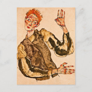 Egon Schiele - Självporträtt med armlets armlets a Vykort