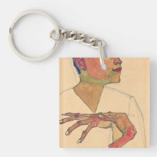 Egon Schiele Självporträtt med Händer på chest