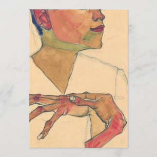 Egon Schiele Självporträtt med Händer på Chest Inbjudningar