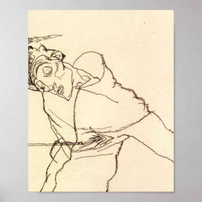 Egon Schiele-Självporträtt som Saint Sebastian Poster (Framsidan)