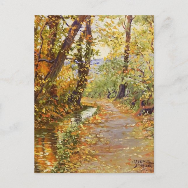 Egon Schiele - Slingrande bäck Vykort (Framsida)